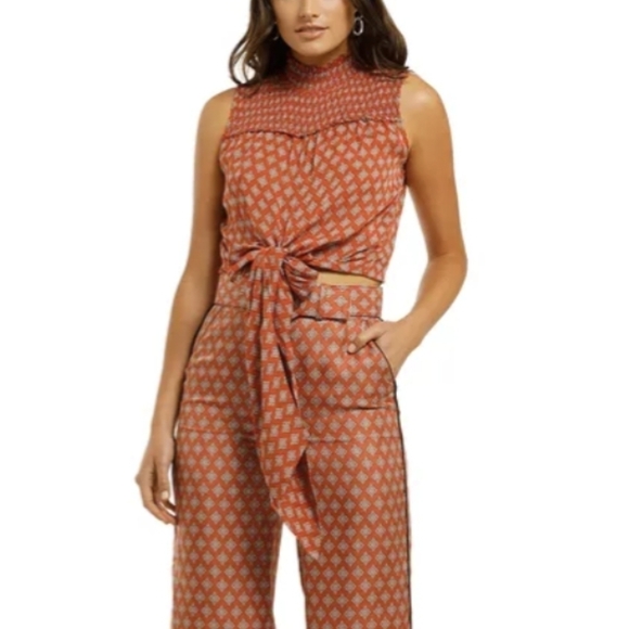 Nicholas Esme Paisley Silk High Neck Tie Front Top - Picture 6 of 11